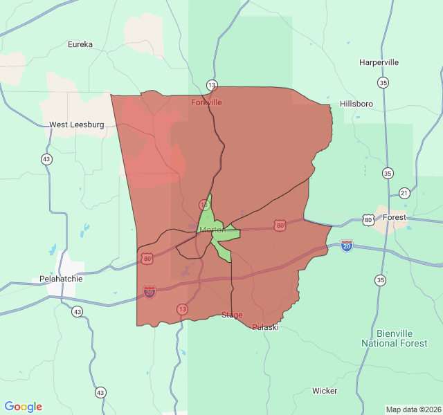 Map of septic coverage in Morton, MS