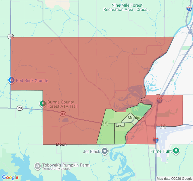 Map of septic coverage in Mosinee, WI
