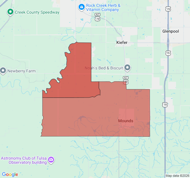 Map of septic coverage in Mounds, OK