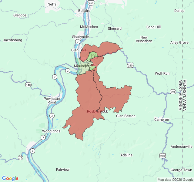 Map of septic coverage in Moundsville, WV