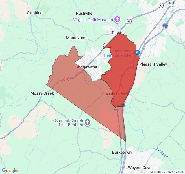 Map of septic coverage in Mount Crawford, VA