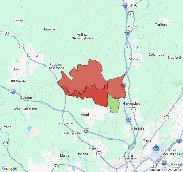 Map of septic coverage in Mount Olive, AL