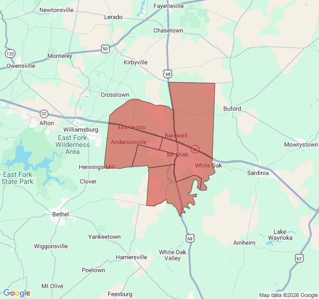 Map of septic coverage in Mount Orab, OH