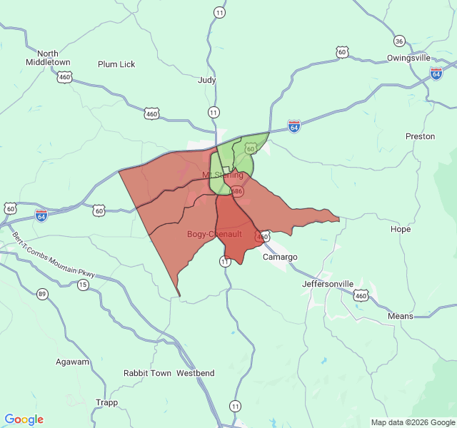 Map of septic coverage in Mount Sterling, KY