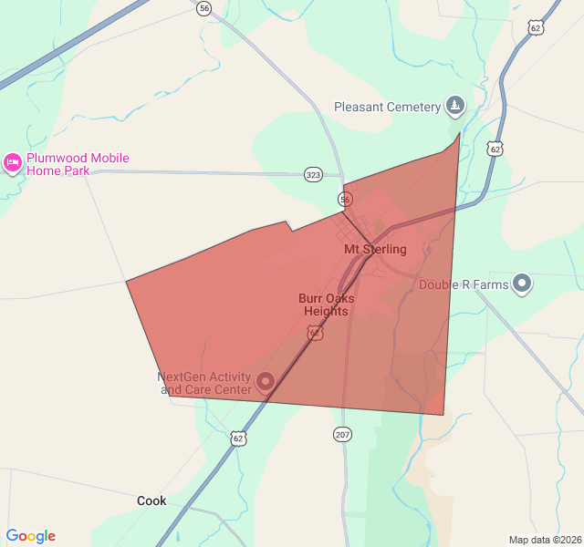 Map of septic coverage in Mount Sterling, OH