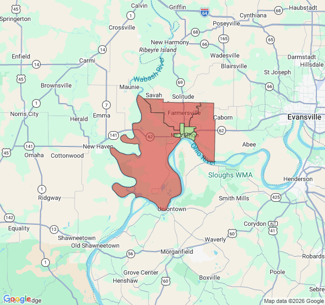 Map of septic coverage in Mount Vernon, IN