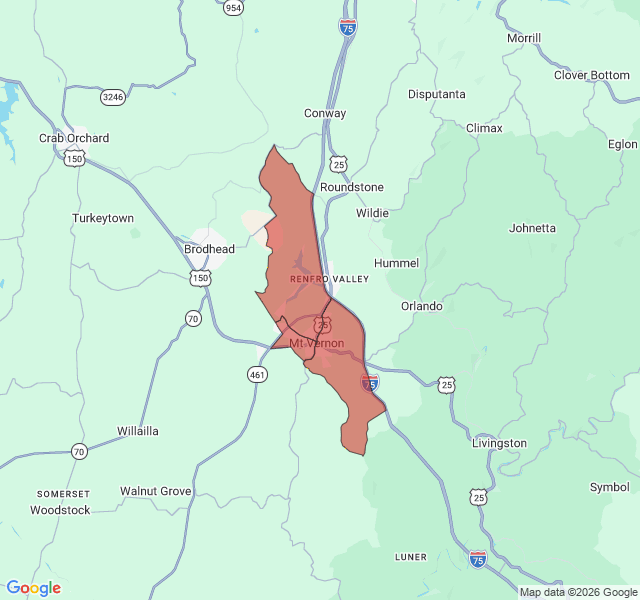 Map of septic coverage in Mount Vernon, KY