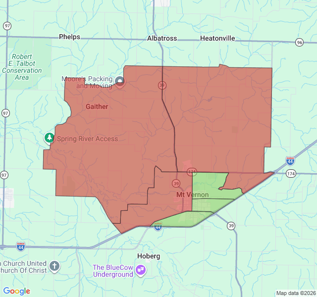 Map of septic coverage in Mount Vernon, MO