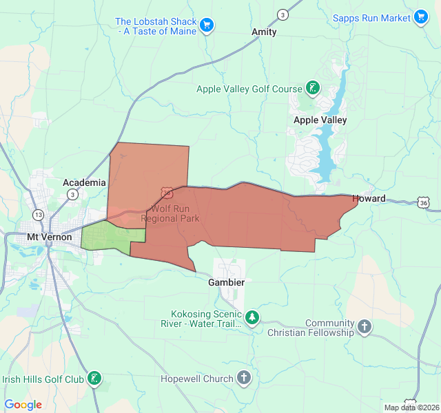Map of septic coverage in Mount Vernon, OH