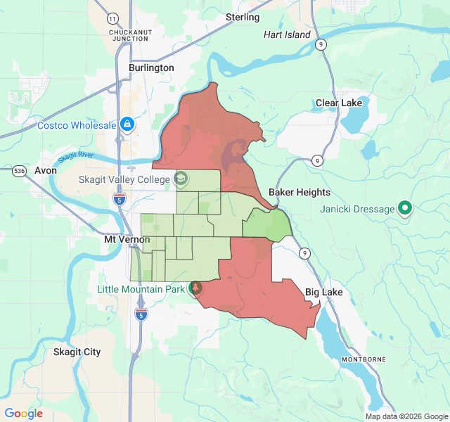 Map of septic coverage in Mount Vernon, WA