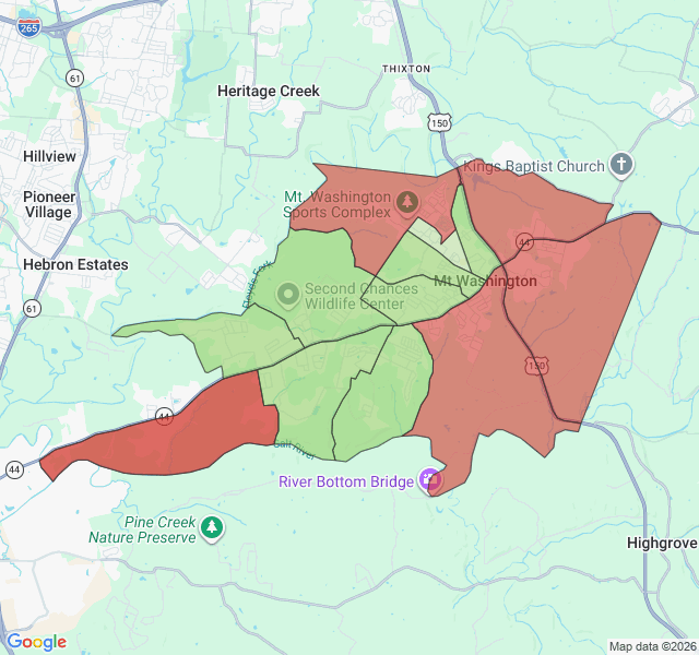 Map of septic coverage in Mount Washington, KY