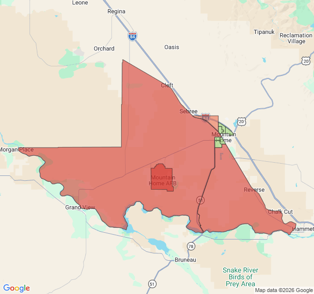 Map of septic coverage in Mountain Home, ID