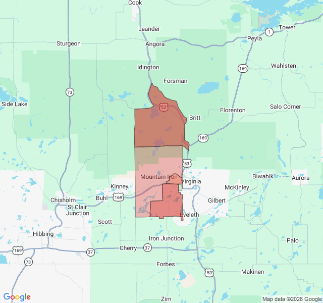 Map of septic coverage in Mountain Iron, MN
