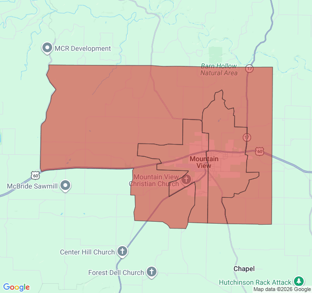 Map of septic coverage in Mountain View, MO