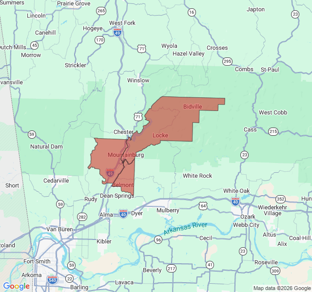 Map of septic coverage in Mountainburg, AR