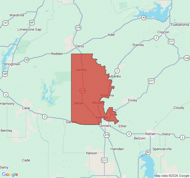 Map of septic coverage in Moyers, OK