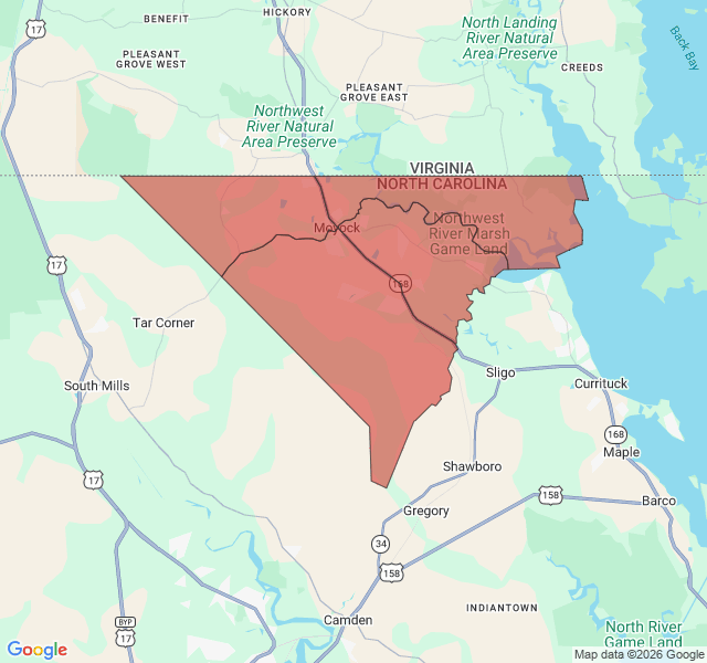 Map of septic coverage in Moyock, NC