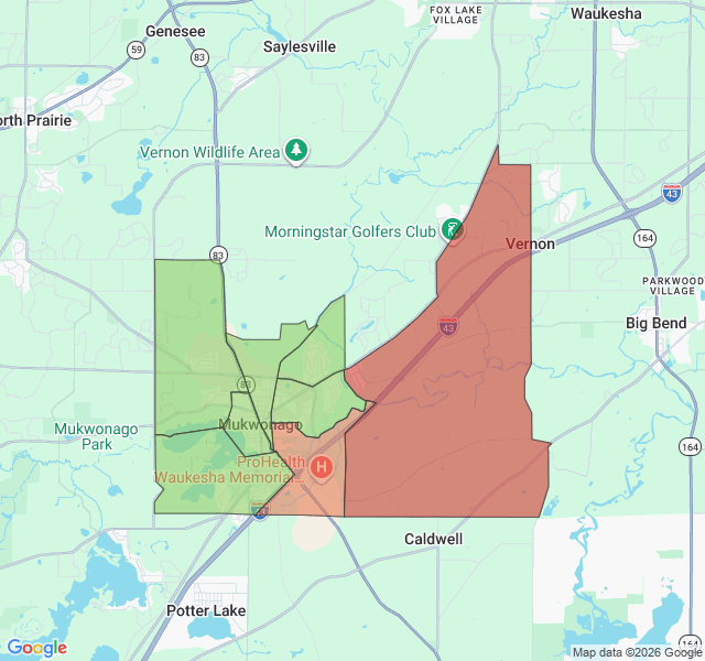 Map of septic coverage in Mukwonago, WI