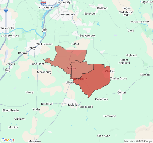 Map of septic coverage in Mulino, OR