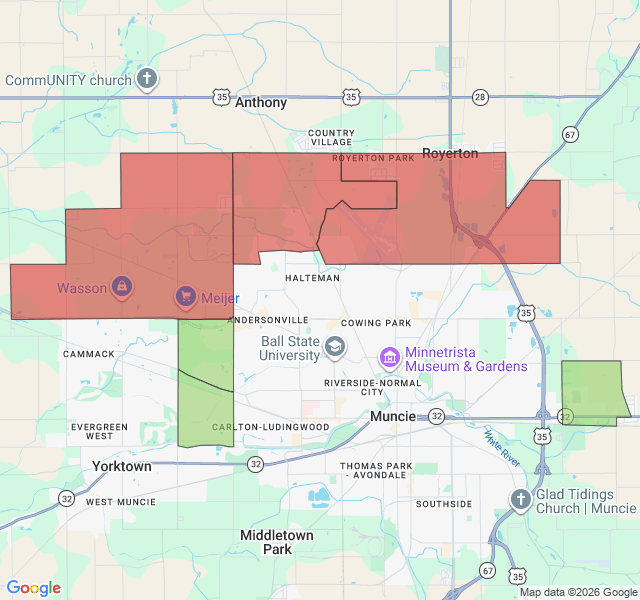Map of septic coverage in Muncie, IN