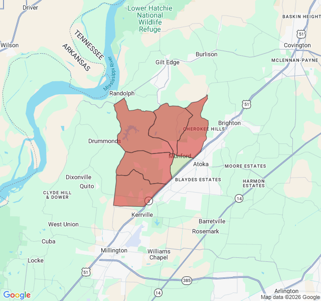 Map of septic coverage in Munford, TN