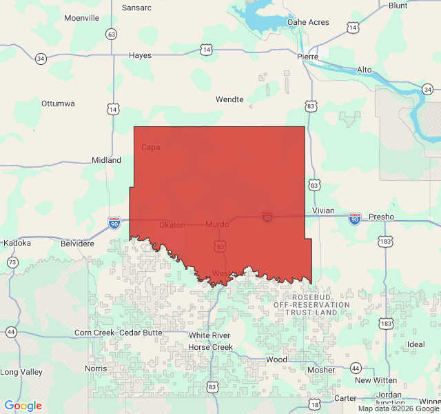 Map of septic coverage in Murdo, SD