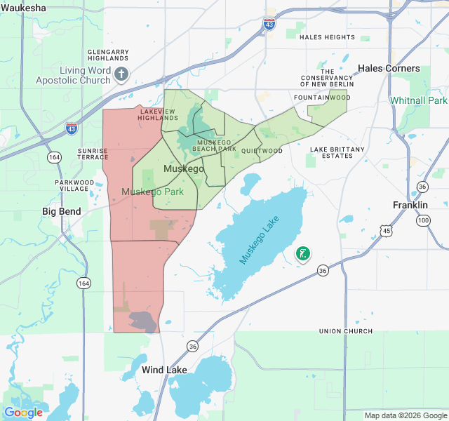 Map of septic coverage in Muskego, WI