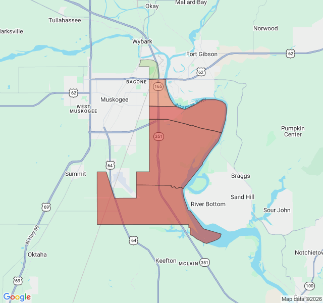 Map of septic coverage in Muskogee, OK