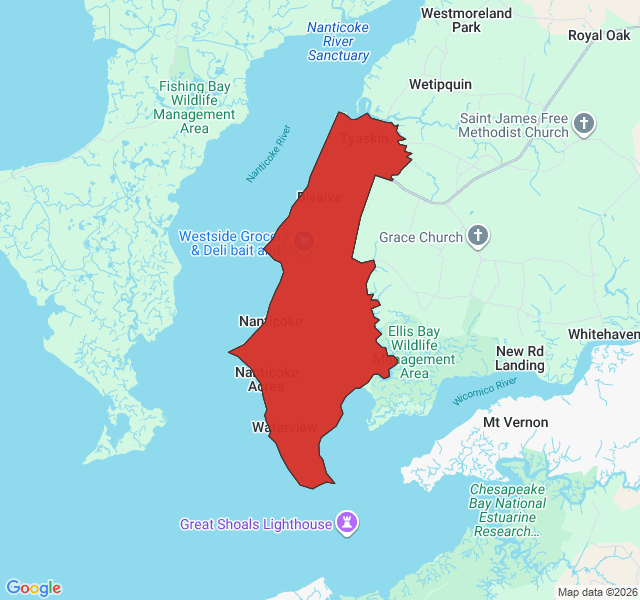 Map of septic coverage in Nanticoke, MD