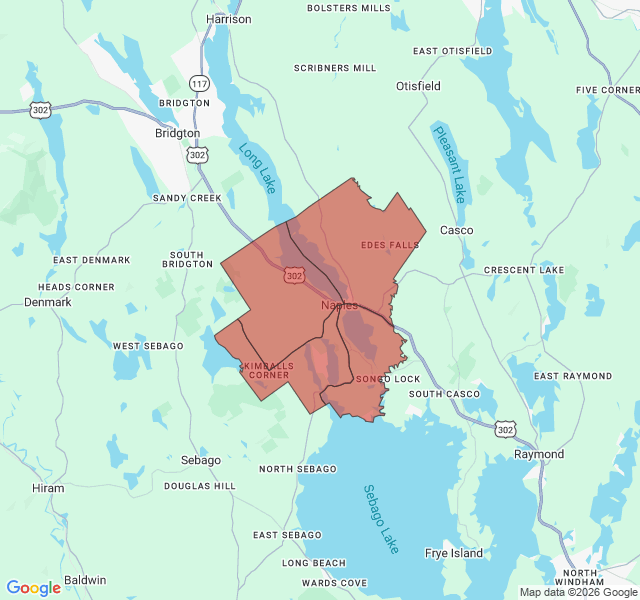 Map of septic coverage in Naples, ME