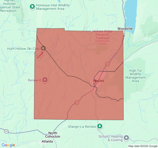 Map of septic coverage in Naples, NY