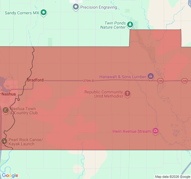 Map of septic coverage in Nashua, IA