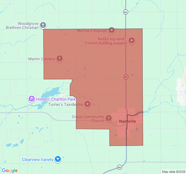 Map of septic coverage in Nashville, MI