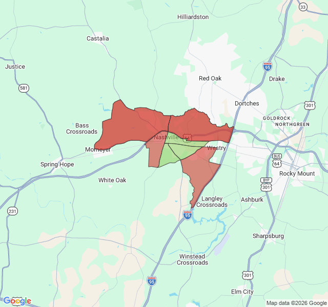 Map of septic coverage in Nashville, NC