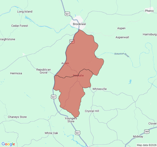 Map of septic coverage in Nathalie, VA