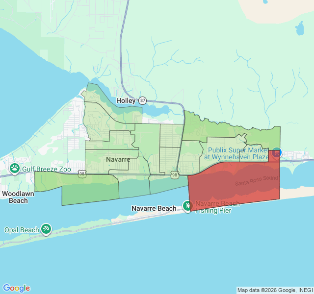 Map of septic coverage in Navarre, FL