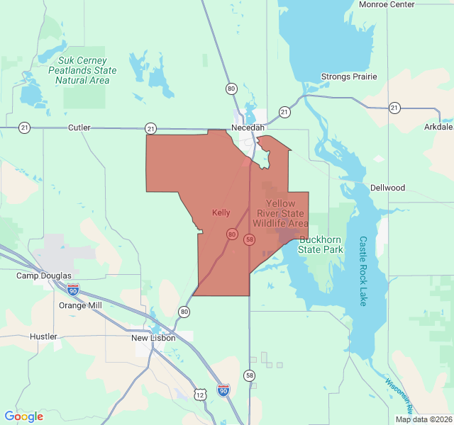 Map of septic coverage in Necedah, WI