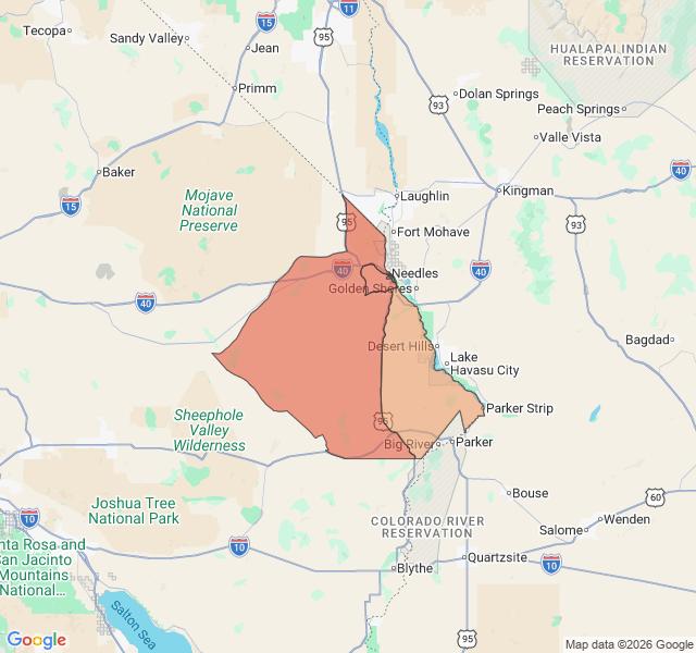 Map of septic coverage in Needles, CA