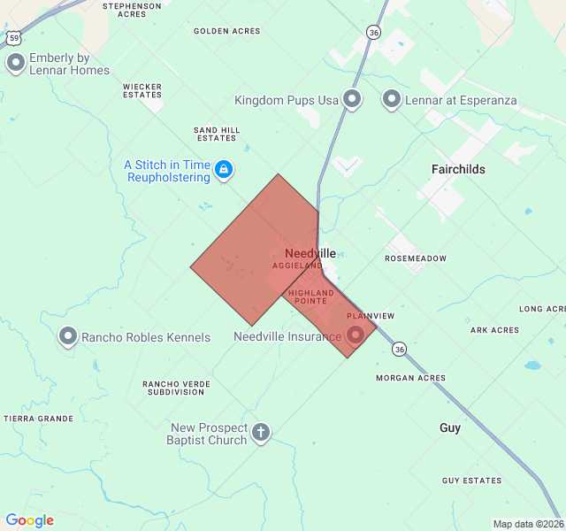Map of septic coverage in Needville, TX