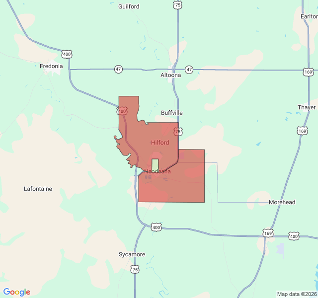 Map of septic coverage in Neodesha, KS