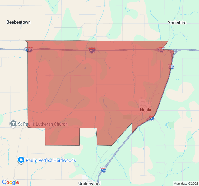 Map of septic coverage in Neola, IA