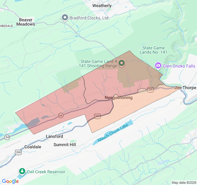 Map of septic coverage in Nesquehoning, PA