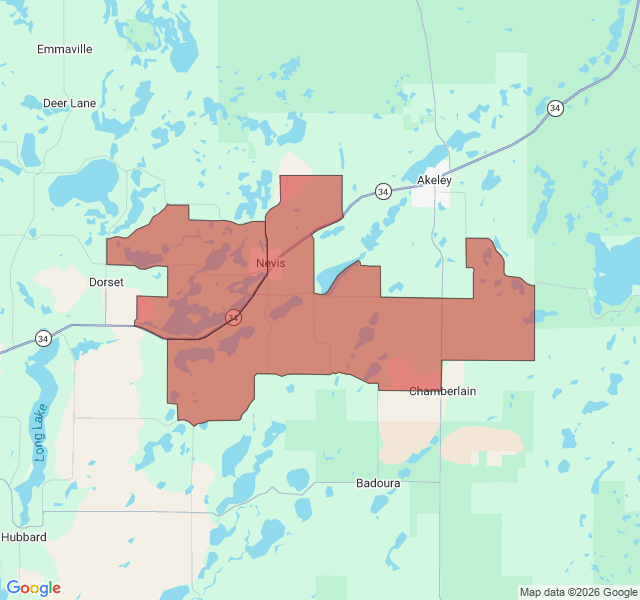 Map of septic coverage in Nevis, MN