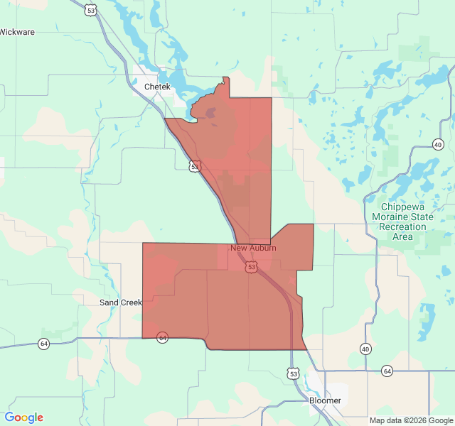 Map of septic coverage in New Auburn, WI