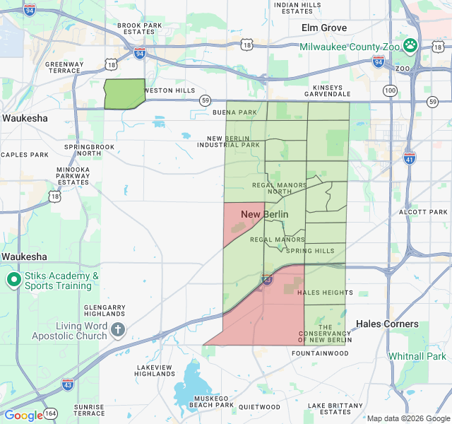 Map of septic coverage in New Berlin, WI