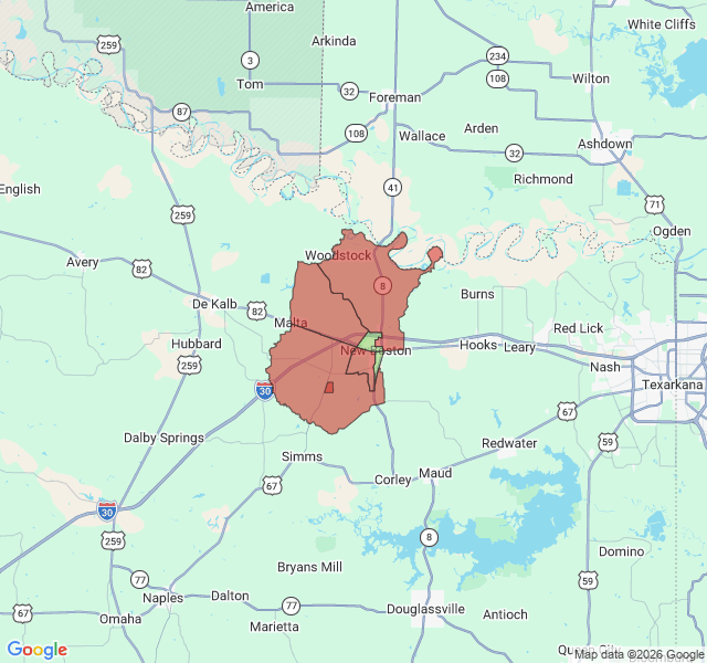 Map of septic coverage in New Boston, TX