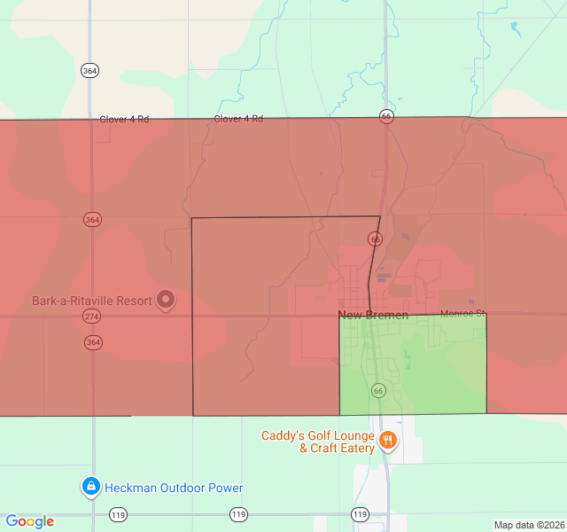 Map of septic coverage in New Bremen, OH