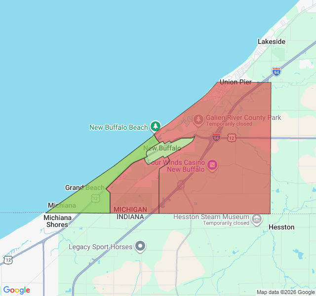 Map of septic coverage in New Buffalo, MI