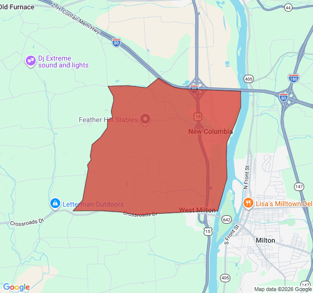 Map of septic coverage in New Columbia, PA
