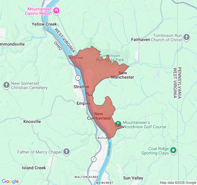 Map of septic coverage in New Cumberland, WV